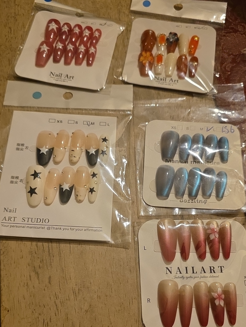 Nail Art Press-On Nails - Assorted Styles in Red, Pink, Nude, Silver